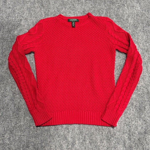 Ralph Lauren Sweaters - LAUREN Ralph Lauren Petite Small Red Crewneck Mixed-Stitch Sweater PS